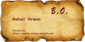 Behal Ormos névjegykártya