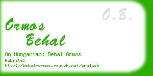 ormos behal business card